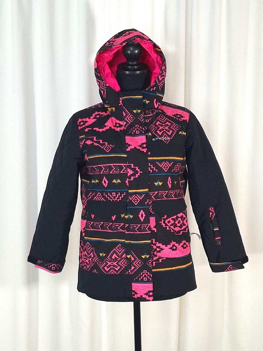 Spyder Claire Girls Size 8 Pink & Black Coat Ski Snow Winter Jacket Waterproof